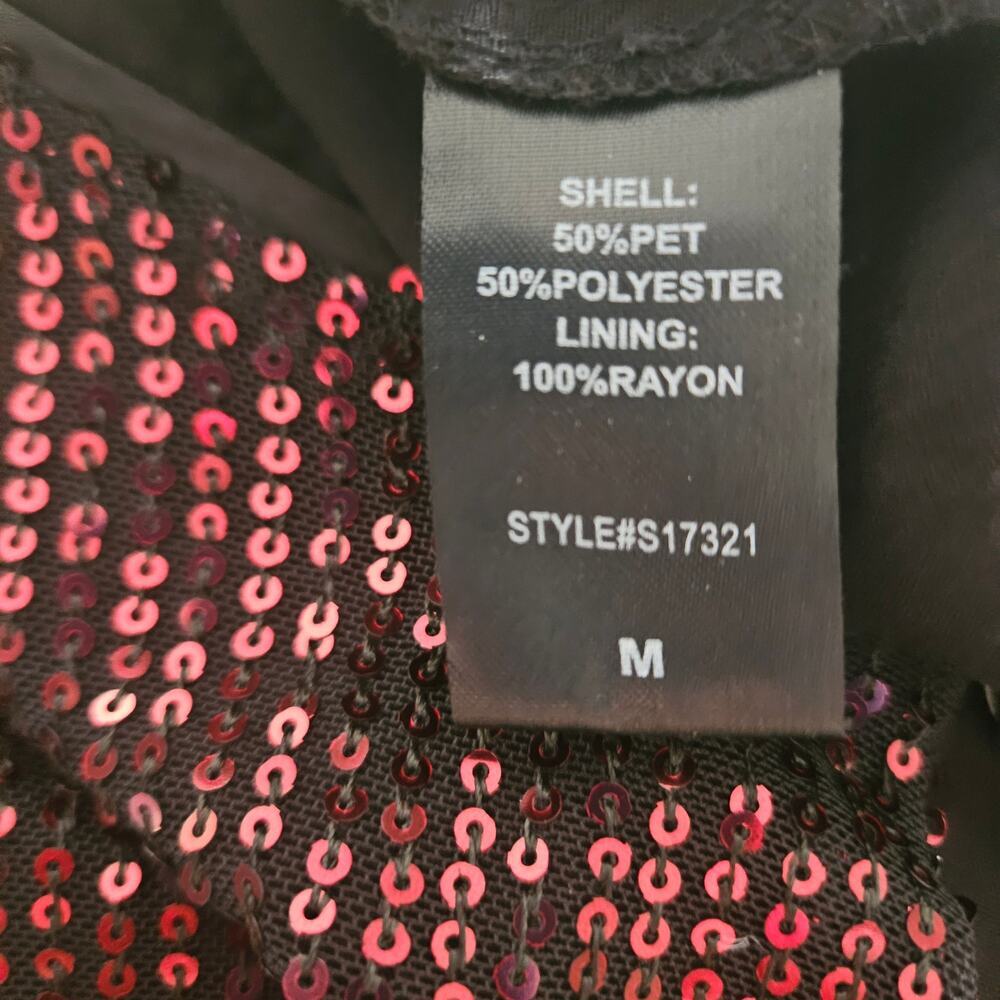 Women's Judith March Mini Red Sequins Ruffle Sleeveless Dress V-Neck Black M - Picture 7 of 10